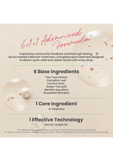 Product label with text about an 'Advanced Formula' and its ingredients on a beige background.