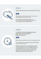 Instructions for applying a cosmetic product with icons and text on a white background