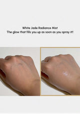Hand with White Jade Radiance Mist applied, showing a glowing effect.