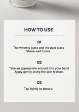 Instructions for using a skincare product on a white background