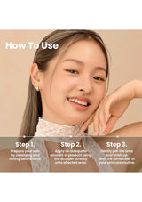 Woman with text on how to use skincare product