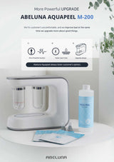 Abeluna Aquapeel M-200 device with accessories on a white surface, featuring the brand's logo.