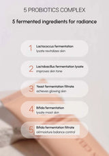 List of 5 fermented ingredients for skin radiance with a blurred background