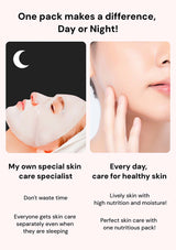 Advertisement for a skin care product showing a person applying a face mask and close-up of skin with text about daily skincare routine.
