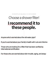 Text advertisement for a shower filter recommending it to specific groups of people.