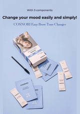 COSNORI Easy Brow Tone Changer packaging with components on a light blue background