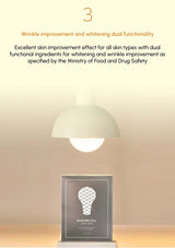 Product packaging with a light bulb illustration on a beige background