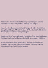 Text on a light purple background discussing the benefits of mouthwash over liquid gargles.