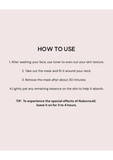 Instructions on how to use a neck mask with a light pink background