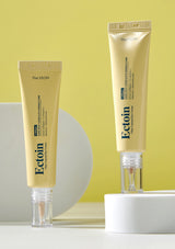 Two tubes of The YEON Ectoin skincare product on a white and yellow background