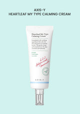 Tube of Axis-Y Heartleaf My Type Calming Cream on a light blue background