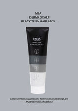 MBA Derma Scalp Black Turn Hair Pack tube on a gray background