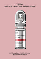 F:B Scalp Ampoule MTS 500 Red Boost bottle on a pink background