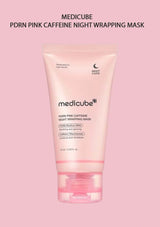 Medicube PDRN Pink Caffeine Night Wrapping Mask on a pink background