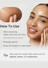 Woman applying skincare product with instructions on a light background