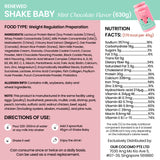 Shake Baby Mint Chocolate flavor packaging with nutritional information and ingredients list.