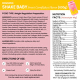 Shake Baby Sweet Cornflakes flavor packaging with nutritional information and ingredients list.