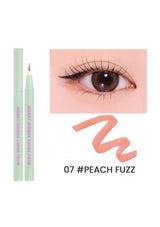 Eyeliner pencil with an eye close-up and brand logo on a white background