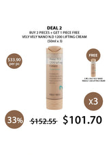 Promotional offer for Vely Vely Nano ND 1200 Lifting Cream with a free sample included.