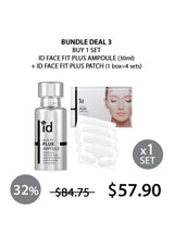 ID Face Fit Plus Ampoule and Patch set with promotional text on a white background
