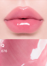 Close-up of a pink lip with a blurred background