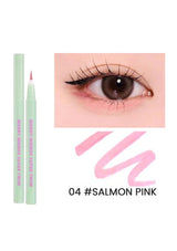 Eyeliner pencil with a close-up of an eye wearing it, labeled '04 Salmon Pink'.