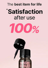 Bottle of 'Magic Sealer' with text on a pink background