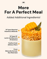 Meal replacement shake with added ingredients and health benefits on a white background