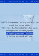 FORBEAUT Hyper Deep Cleansing Scalp Scaler product with text on a blue background