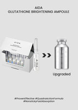 AIDA Glutathione Brightening Ampoule packaging and bottle on a light gray background