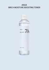 Bottle of ANUA Birch Moisture Boosting Toner on a light blue background