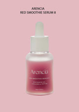 Arencia Red Smoothie Serum 8 bottle on a pink background