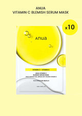 Anua Vitamin C Blemish Serum Mask packaging on a yellow background