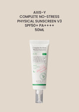 AXIS-Y Upgraded Version 3 Complete No Stress Physical Sunscreen SPF50+ PA++++ 50ml — clear product packshot, COCOMO main image