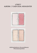 LE'NECT Flash I Aurora Dual Highlighter with open cases on a beige background