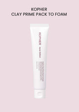 Kopher clay prime pack to foam tube on a pink background
