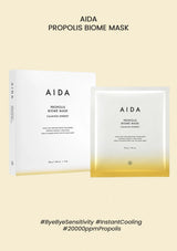 Two AIDA Propolis Biome Mask packages on a beige background