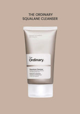 Tube of The Ordinary Squalane Cleanser on a beige background