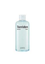 A clear plastic bottle labeled 'TORRIDEN Skincare Range' with a blue liquid inside.