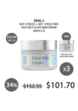 Promotional offer for Vely Vely Glass Skin Cream with pricing and quantity details.
