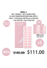 SLIGHT Keratin Defense Nail Patch packaging with promotional offer details on a white background