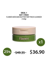 Flaner avocado butter tart pack cleanser jar with promotional text on a white background