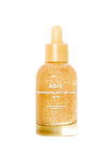 Aibb Gulothioseme Dark Spot Serum in a clear glass dropper bottle filled with gold-toned serum, featuring a pale yellow dropper cap, on a solid white background.