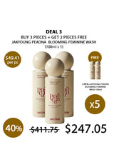 Promotional offer for Jakyoung Peaona Blooming Feminine Wash with pricing and quantity details.