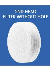 White filter without a hole on a blue background with text '2ND HEAD FILTER WITHOUT HOLE'.