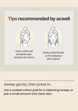 ACWELL cotton-pad and patting illustrations showing toner application
