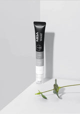 Black tube labeled 'MBA' on a white background with a green plant stem.
