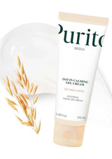 Tube of Purito Seoul Oat In Calming Gel Cream with oat plant illustration on a white background