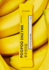 POOPOO ENZYME packet with bananas in the background