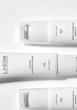 Three bottles of Lagom Collagen Lifting Neck Cream on a white background